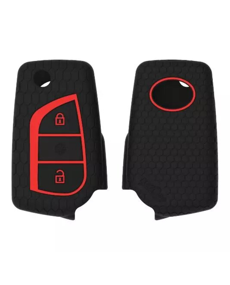 Keycare Silicon Car Key Cover KC42 Fit for Corolla Altis, Innova Crysta | Black